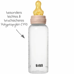 PP-Flasche Baby Bottle Round 270 ml + Latex Trinksauger mittlerer Nahrungsfluss - Blush