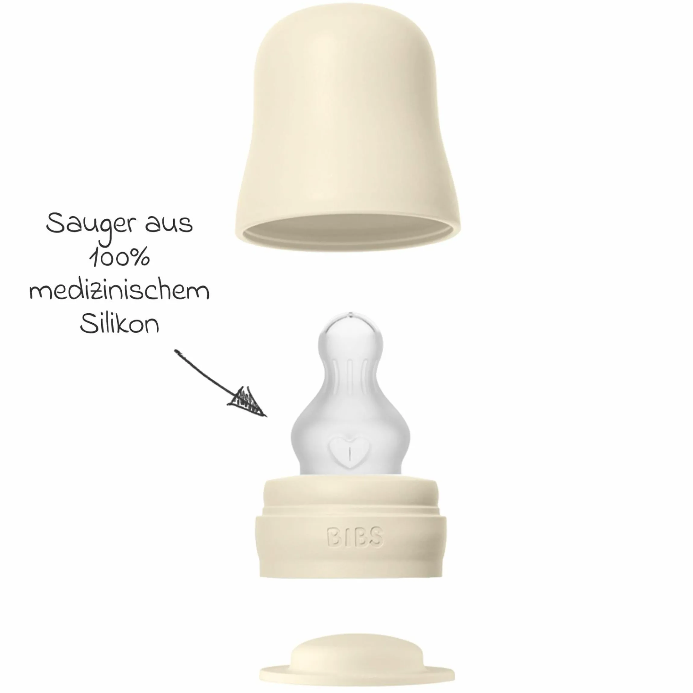 PP-Flasche Baby Bottle Round 150 ml + Silikon Trinksauger langsamer Nahrungsfluss - Ivory