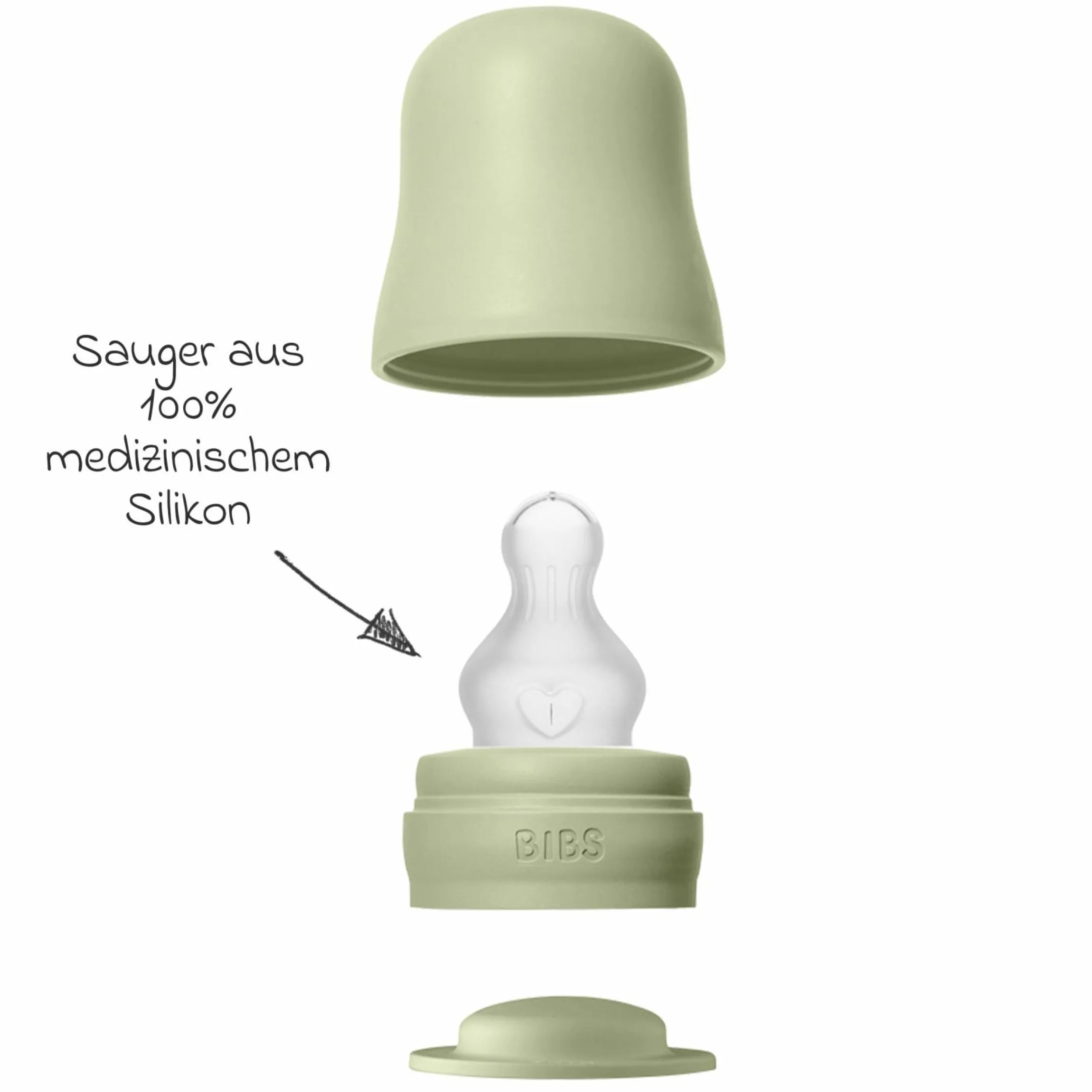 PP-Flasche Baby Bottle Round 150 ml + Silikon Trinksauger langsamer Nahrungsfluss - Sage