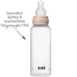 PP-Flasche Baby Bottle Round 270 ml + Silikon Trinksauger mittlerer Nahrungsfluss - Blush