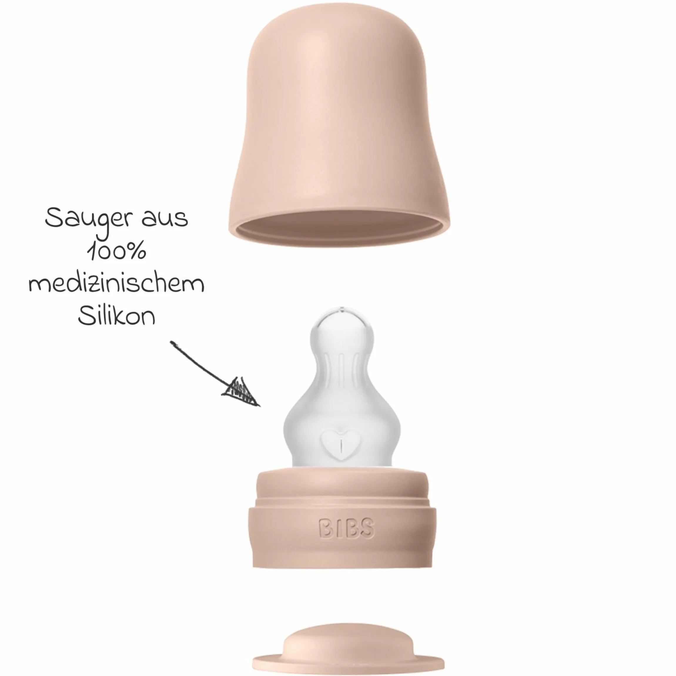 PP-Flasche Baby Bottle Round 150 ml + Silikon Trinksauger langsamer Nahrungsfluss - Blush
