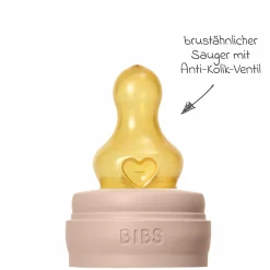 PP-Flasche Baby Bottle Round 150 ml + Latex Trinksauger langsamer Nahrungsfluss - Blush