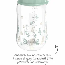 PP-Flasche Cherry Green 260 ml + Latex-Trinksauger mittlerer Nahrungsfluss - Grün