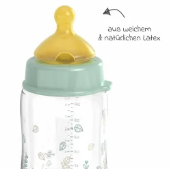PP-Flasche Cherry Green 260 ml + Latex-Trinksauger mittlerer Nahrungsfluss - Grün