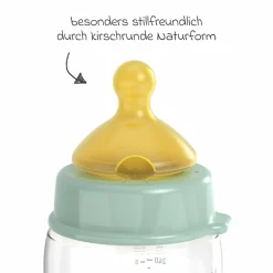 PP-Flasche Cherry Green 260 ml + Latex-Trinksauger mittlerer Nahrungsfluss - Grün
