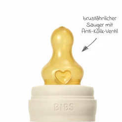 PP-Flasche 2er Pack Baby Bottle Round 150 ml + Latex-Trinksauger - Ivory