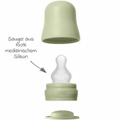 PP-Flasche 2er Pack Baby Bottle Round 150 ml + Silikon-Trinksauger - Sage