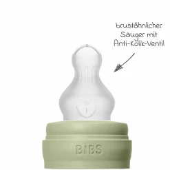 PP-Flasche 2er Pack Baby Bottle Round 150 ml + Silikon-Trinksauger - Sage