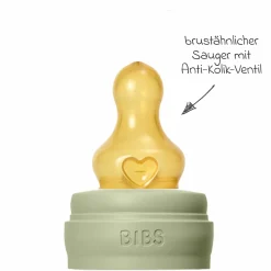 PP-Flasche 2er Pack Baby Bottle Round 150 ml + Latex-Trinksauger - Sage
