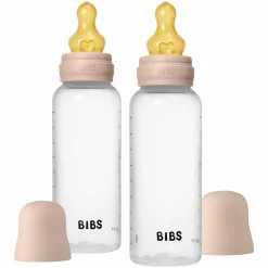 PP-Flasche 2er Pack Baby Bottle Round 270 ml + Latex-Trinksauger - Blush