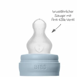 PP-Flasche 2er Pack Baby Bottle Round 150 ml + Silikon-Trinksauger - Baby Blue