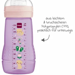 PP-Flasche 2er Pack Easy Active Baby Bottle 270 ml - Silikon Gr. 1 - Katze & Schmetterling