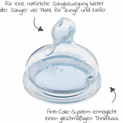 PP-Flasche 3er Pack First Choice Plus 300 ml + Silikon-Sauger Gr. M - Temperature Control - Blau