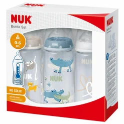 PP-Flasche 3er Pack First Choice Plus 300 ml + Silikon-Sauger Gr. M - Temperature Control - Blau