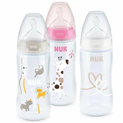 PP-Flasche 3er Pack First Choice Plus 300 ml + Silikon-Sauger Gr. M - Temperature Control - Rosa