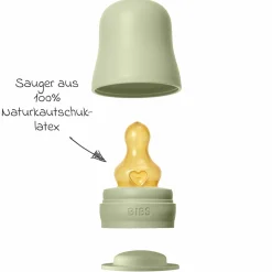 PP-Flasche 4er Pack mit Griff Baby Bottle Round 150 ml & 270 ml + Latex-Trinksauger + Baby Bottle Handle - Ivory / Sage