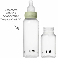 PP-Flasche 4er Pack mit Griff Baby Bottle Round 150 ml & 270 ml + Silikon-Trinksauger + Baby Bottle Handle - Ivory / Sage