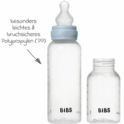 PP-Flasche 4er Pack mit Griff Baby Bottle Round 150 ml & 270 ml + Silikon-Trinksauger + Baby Bottle Handle - Ivory / Baby Blue
