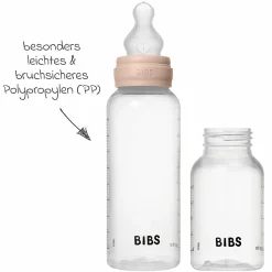 PP-Flasche 4er Pack mit Griff Baby Bottle Round 150 ml & 270 ml + Silikon-Trinksauger + Baby Bottle Handle - Ivory / Blush
