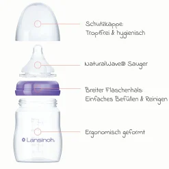 PP-Flasche 2er Pack 160ml mit Natural Wave® Trinksauger Gr. S