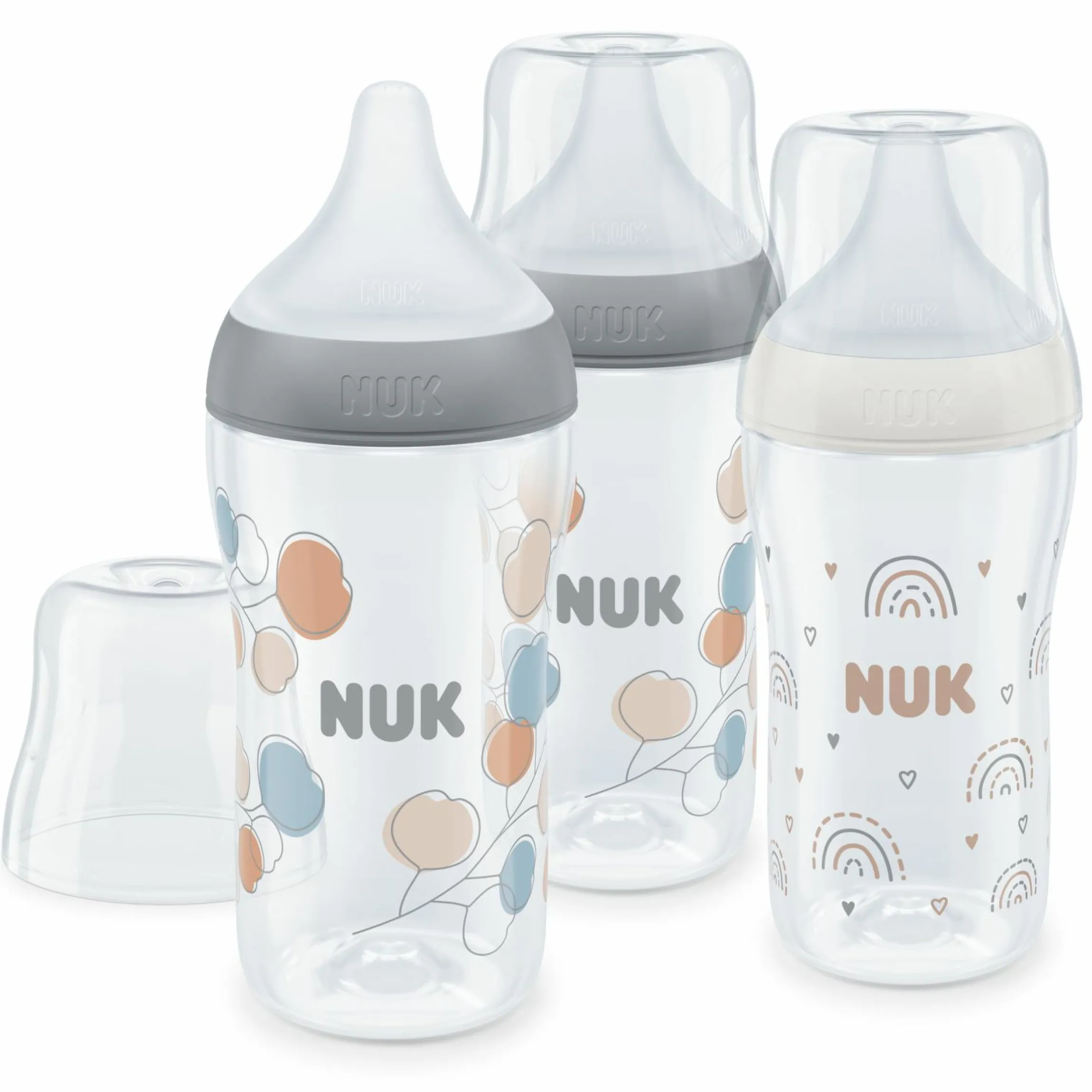 PP-Flasche 3er Pack Perfect Match 260 ml + Silikon-Sauger Gr. M - Zweige & Regenbogen