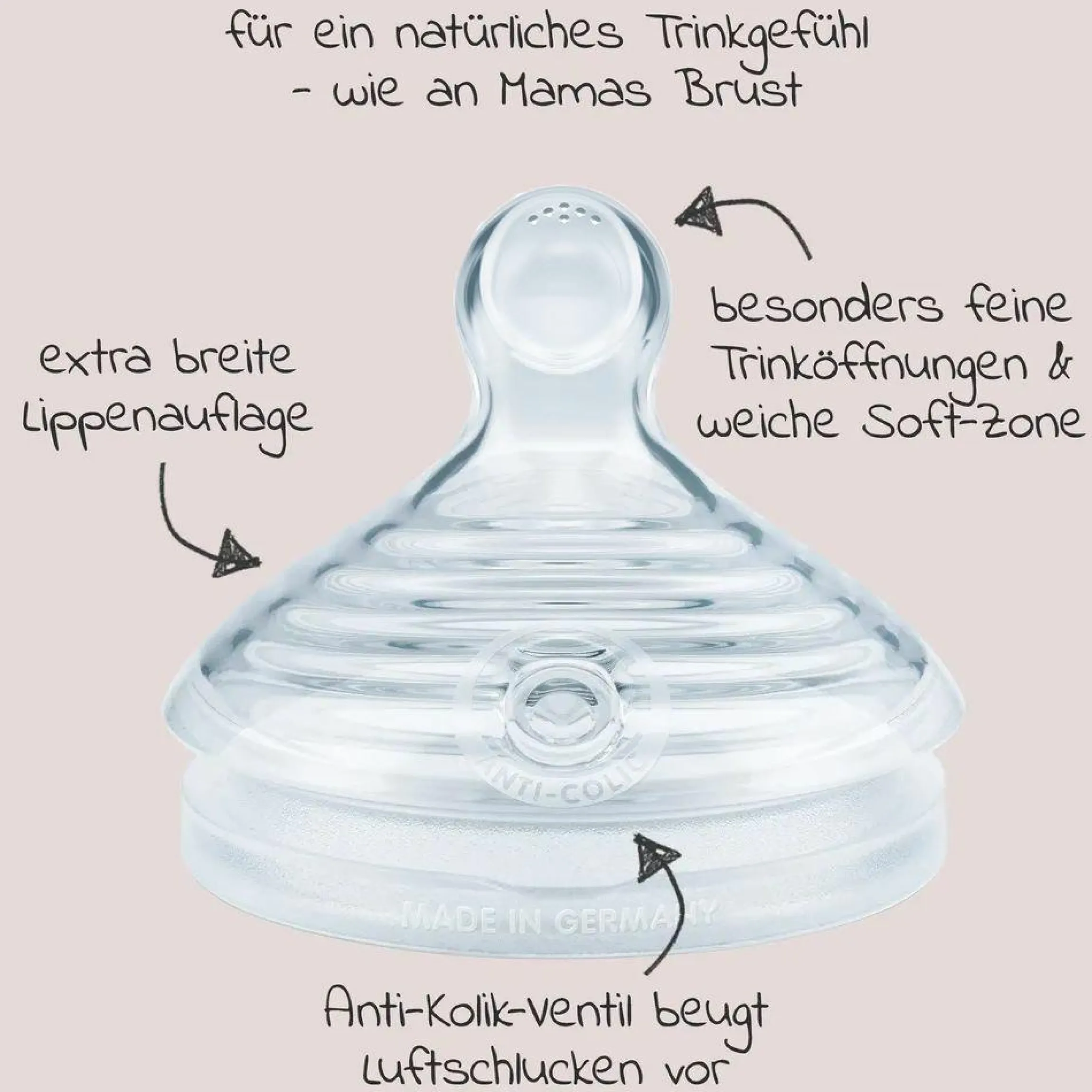 PP-Flasche for Nature 260 ml + Silikon-Sauger Gr. M - Grün