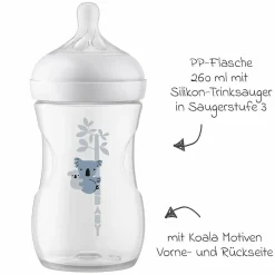 PP-Flasche Natural Response 260ml + Silikon-Sauger 1M+ - Koala