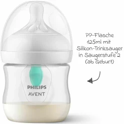 PP-Flasche Natural Response 125ml mit AirFree Ventil + Silikon-Sauger 0M+
