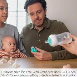 PP-Flasche Natural Response 260ml mit AirFree Ventil + Silikon-Sauger 1M+ - Elefanten