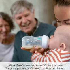 PP-Flasche Natural Response 260ml mit AirFree Ventil + Silikon-Sauger 1M+ - Elefanten
