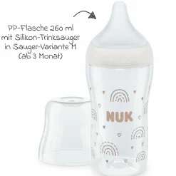 PP-Flasche Perfect Match 260 ml + Silikon-Sauger Gr. M - Regenbogen - Weiß
