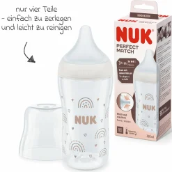 PP-Flasche Perfect Match 260 ml + Silikon-Sauger Gr. M - Regenbogen - Weiß