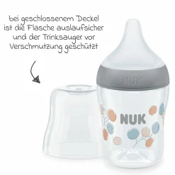 PP-Flasche Perfect Match 150 ml + Silikon-Sauger Gr. S - Zweige - Grau