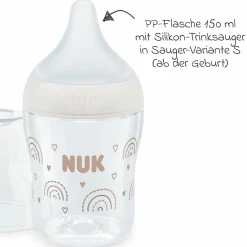 PP-Flasche Perfect Match 150 ml + Silikon-Sauger Gr. S - Regenbogen - Weiß