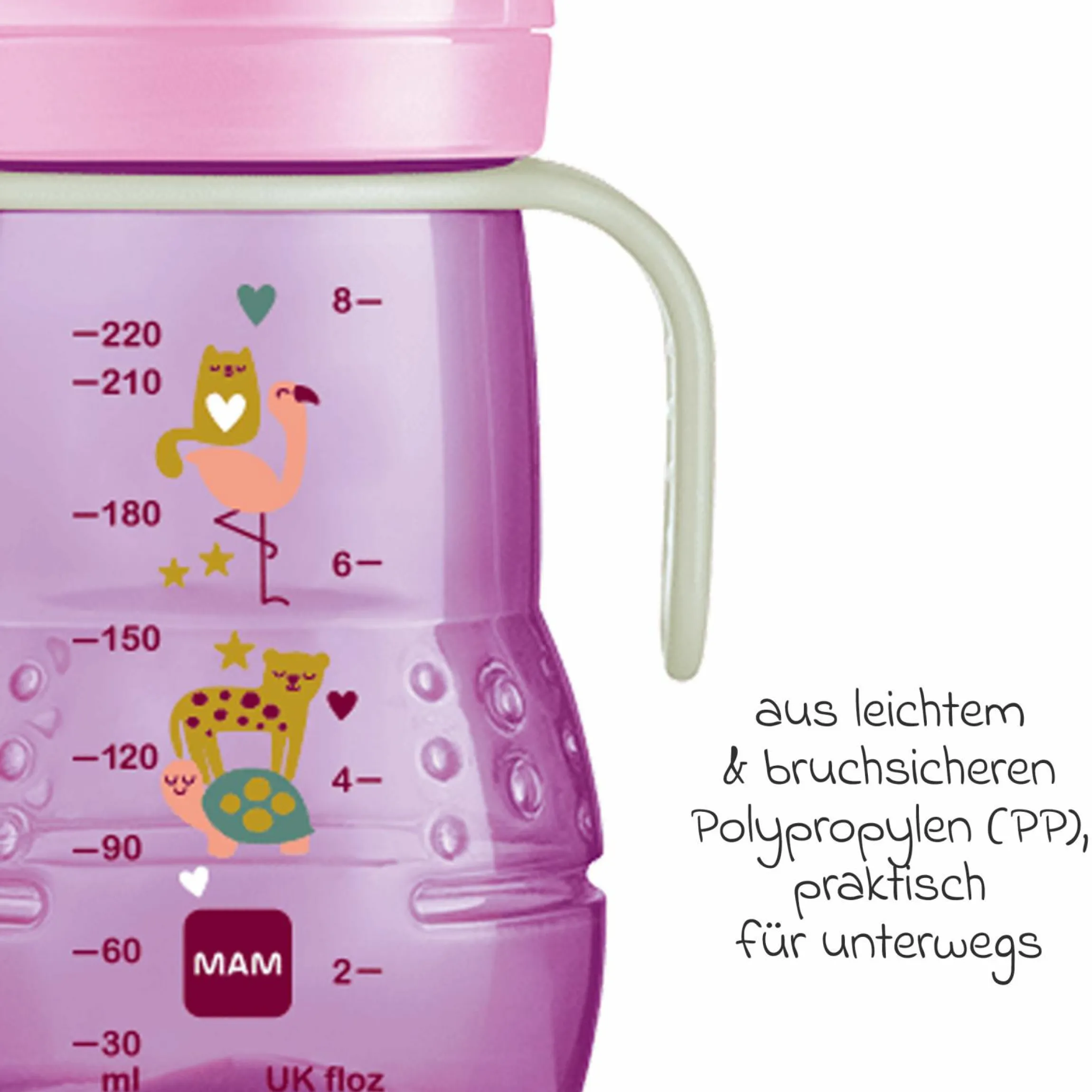 PP-Flasche Trainer + Night 220 ml - Lila & Rosa