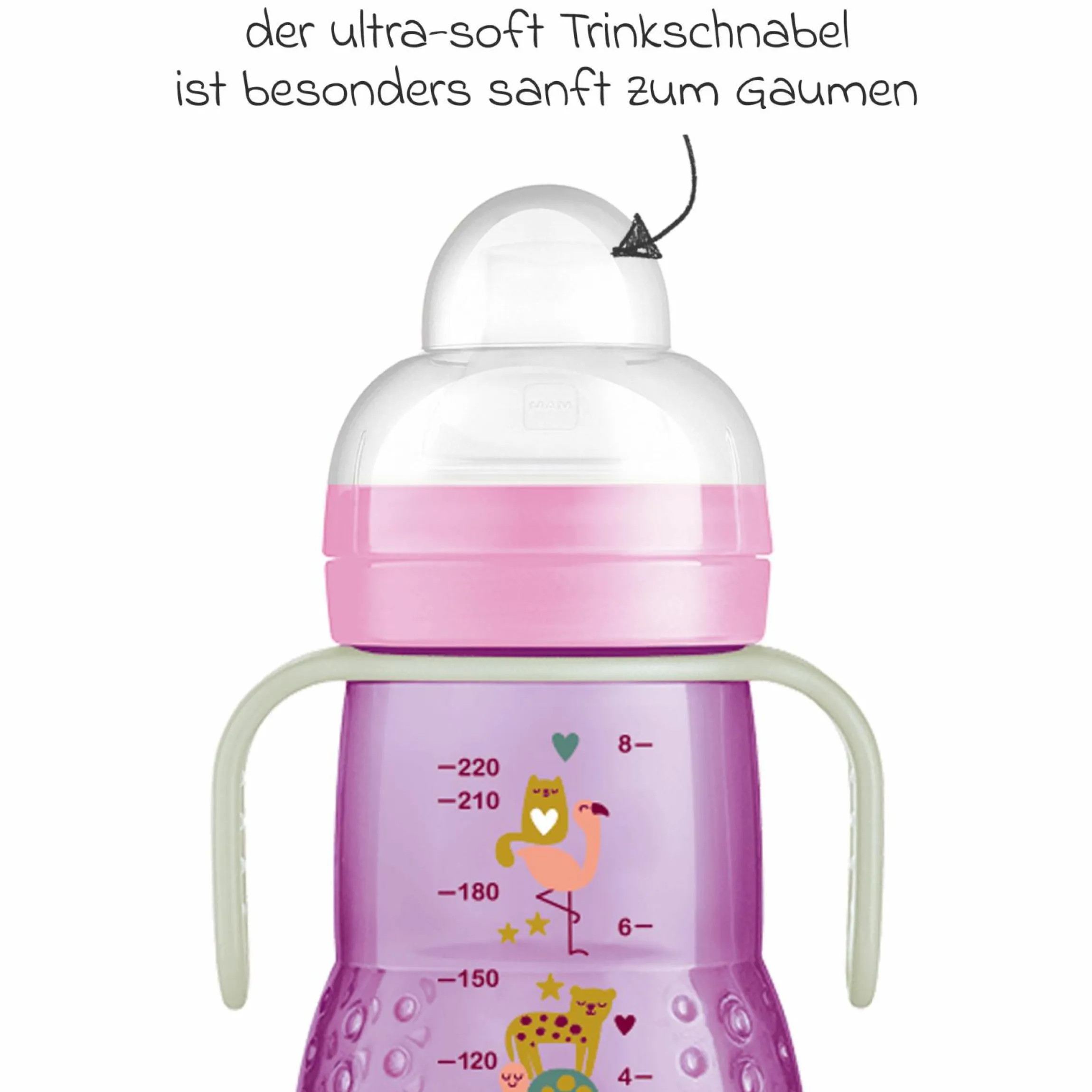 PP-Flasche Trainer + Night 220 ml - Lila & Rosa