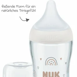 Premium Glas-Flaschen-Set Perfect Match 11-tlg. - 6 Babyflaschen + Flaschenbürste + Milchpulverportionierer + 3 Spucktücher - Regenbogen - Weiß