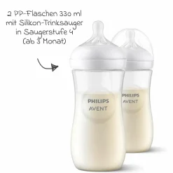 Premium PP-Flaschen-Set Natural 11-tlg. - 6 Babyflaschen + Flaschenbürste + Milchpulverportionierer + 3 Spucktücher