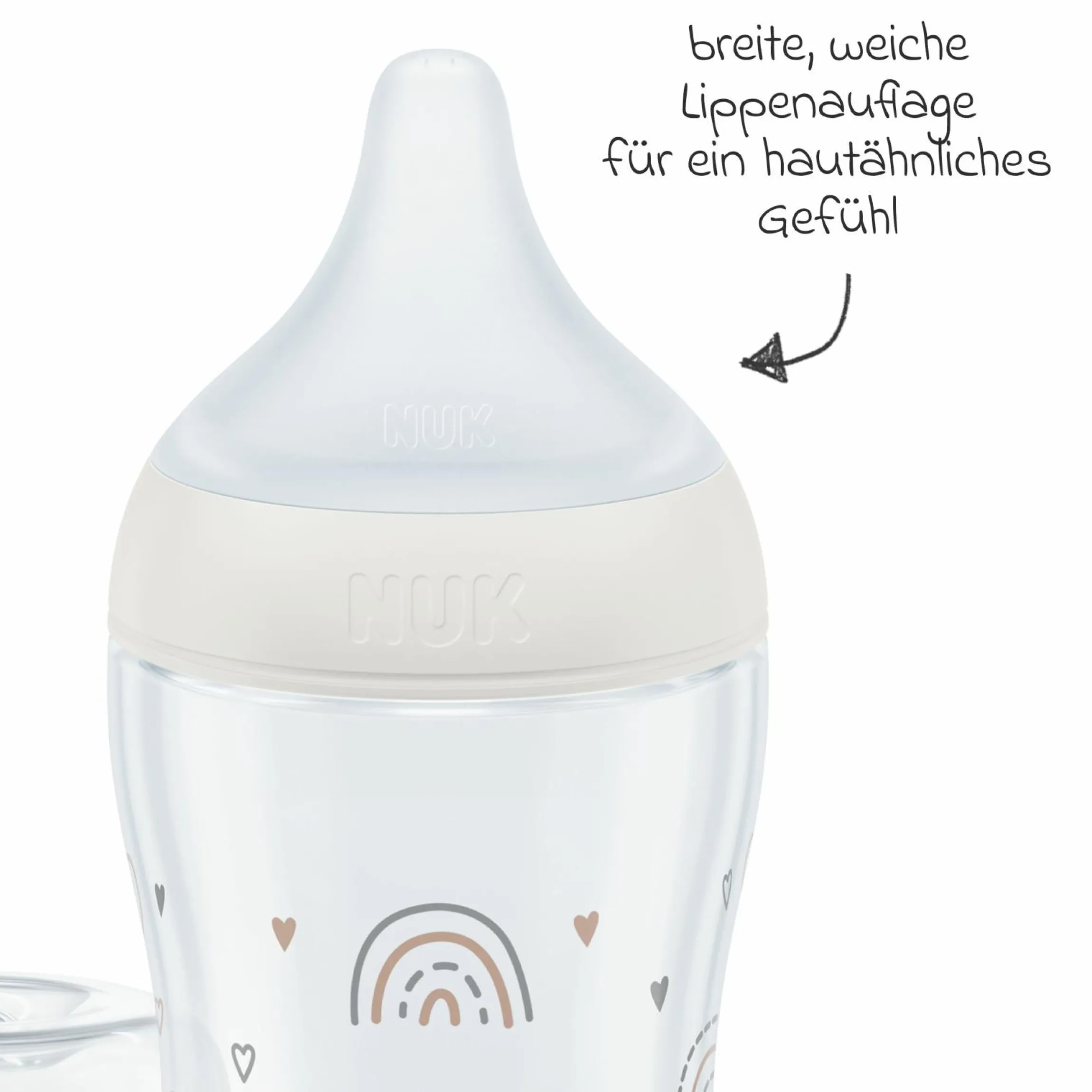 Premium Starter-Set 9-tlg. - Babykostwärmer + 4 PP-Flaschen Perfect Match + 1 Flaschenbürste + 3 Spucktücher - Regenbogen - Weiß