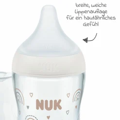 Premium Starter-Set 9-tlg. - Babykostwärmer + 4 Glas-Flaschen Perfect Match + 1 Flaschenbürste + 3 Spucktücher - Regenbogen - Weiß