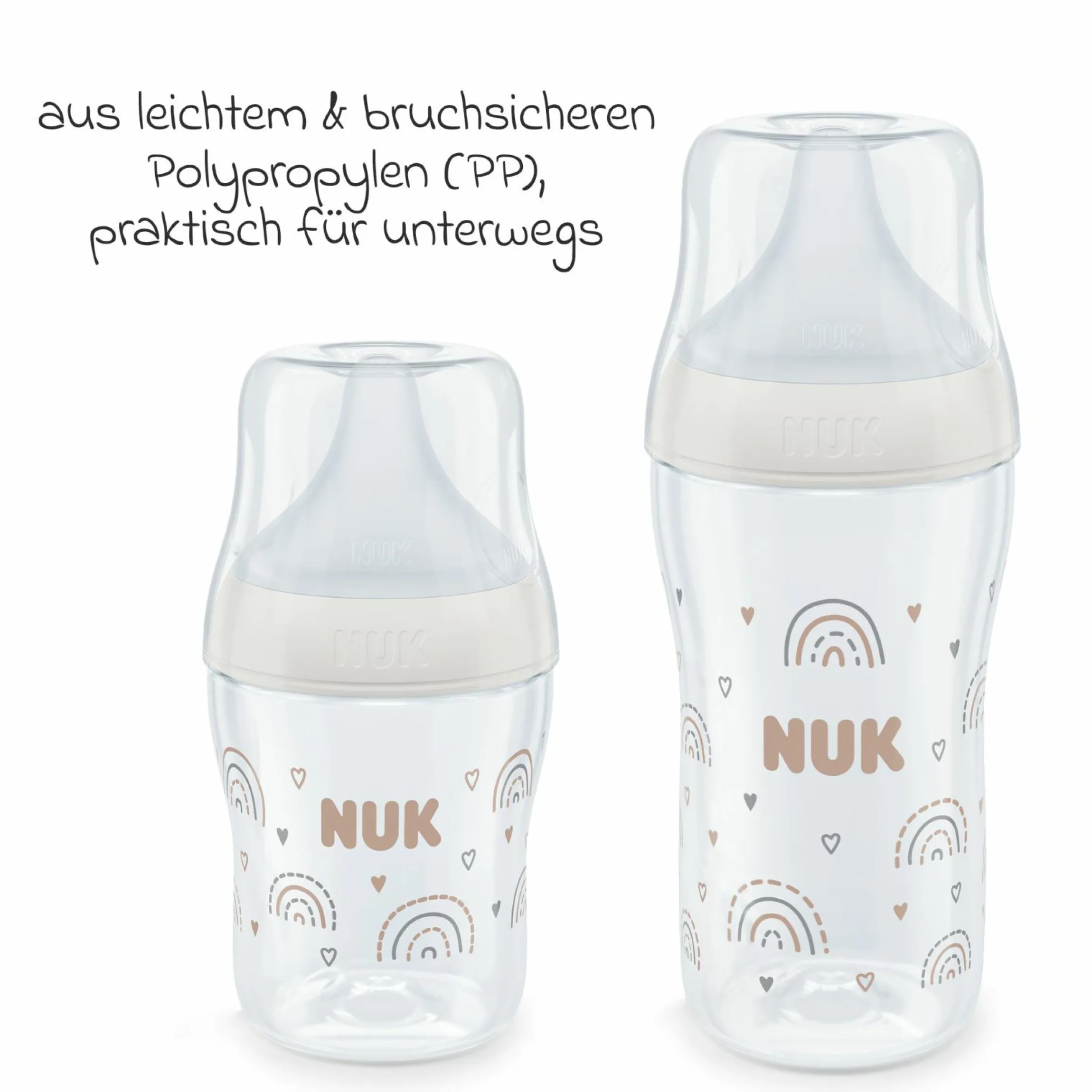 Premium Starter-Set 10-tlg. - Dampfsterilisator Vario Express + 6 PP-Flaschen Perfect Match + 3 Spucktücher - Regenbogen - Weiß