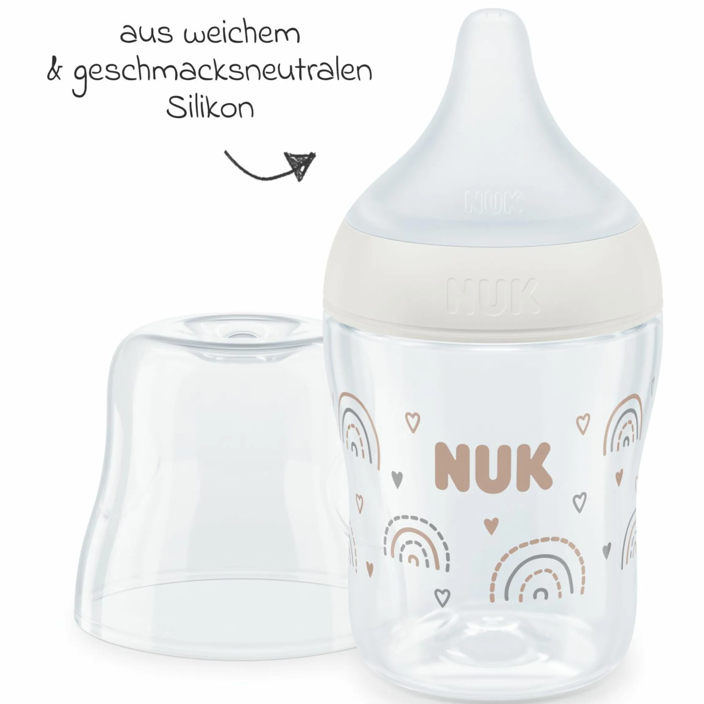 Premium Starter-Set 10-tlg. - Dampfsterilisator Vario Express + 6 PP-Flaschen Perfect Match + 3 Spucktücher - Regenbogen - Weiß