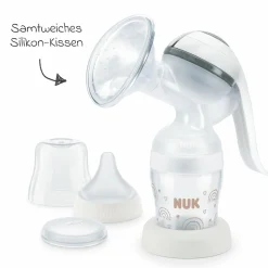 Premium Still-Set Basic 8-tlg. - Handmilchpumpe + 4 Glas-Flaschen Perfect Match + 3 Spucktücher - Regenbogen - Weiß