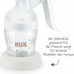 Premium Still-Set Basic 8-tlg. - Handmilchpumpe + 4 Glas-Flaschen Perfect Match + 3 Spucktücher - Regenbogen - Weiß