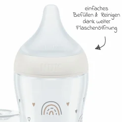 Premium Still-Set Basic 7-tlg. - Handmilchpumpe + 3 PP-Flaschen Perfect Match + 3 Spucktücher - Regenbogen - Weiß