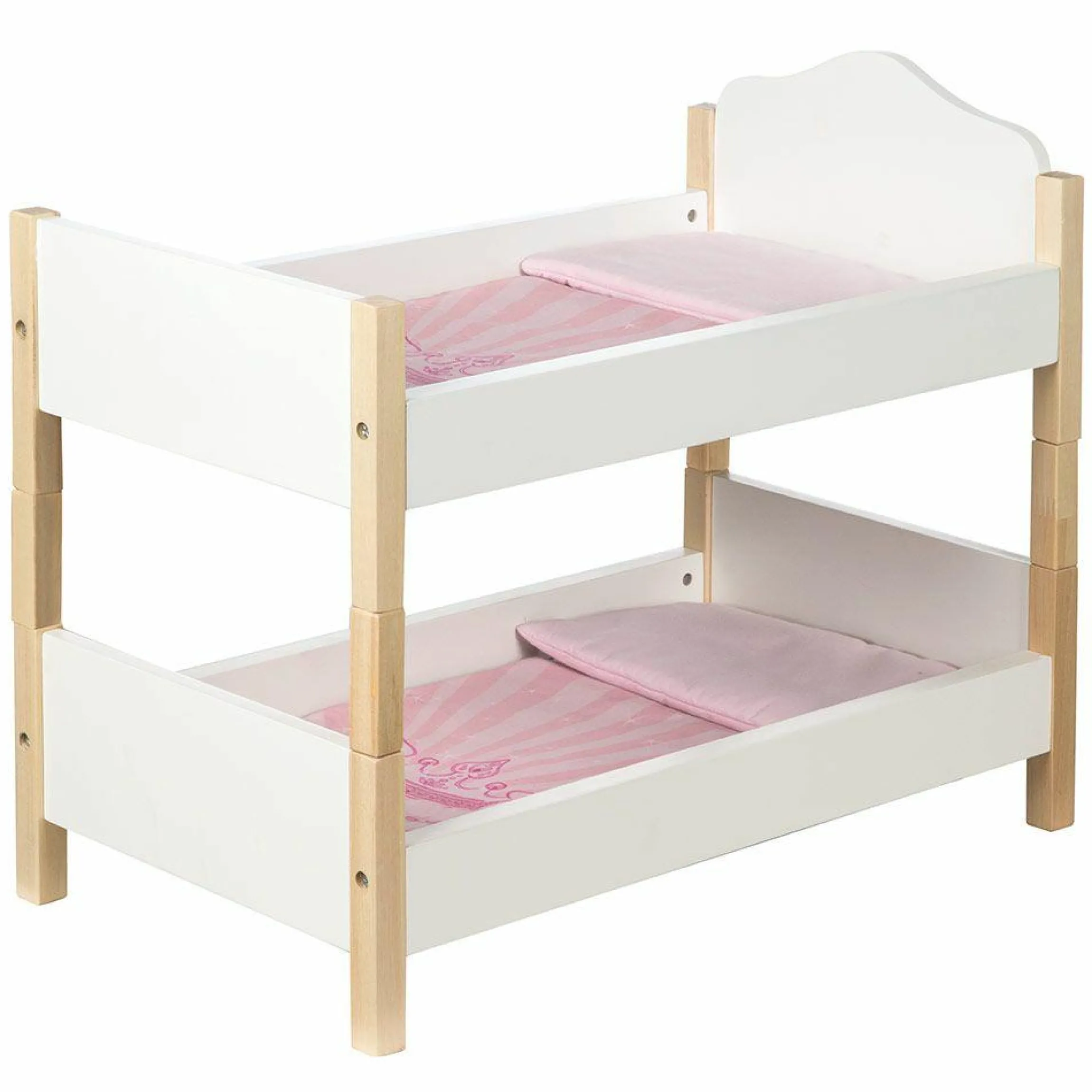 Puppen-Etagenbett Scarlett - Weiß Rosa