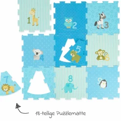 Puzzlematte 18-tlg. - Tiere - Blau