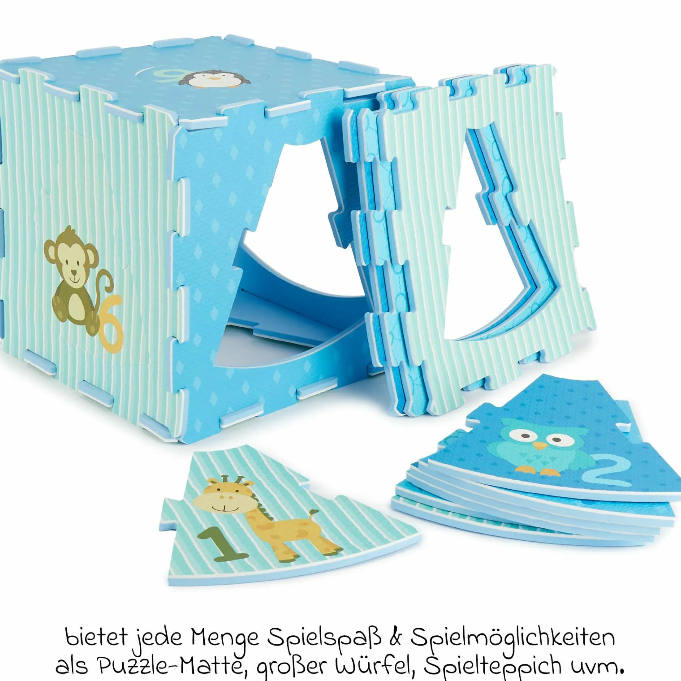 Puzzlematte 18-tlg. - Tiere - Blau