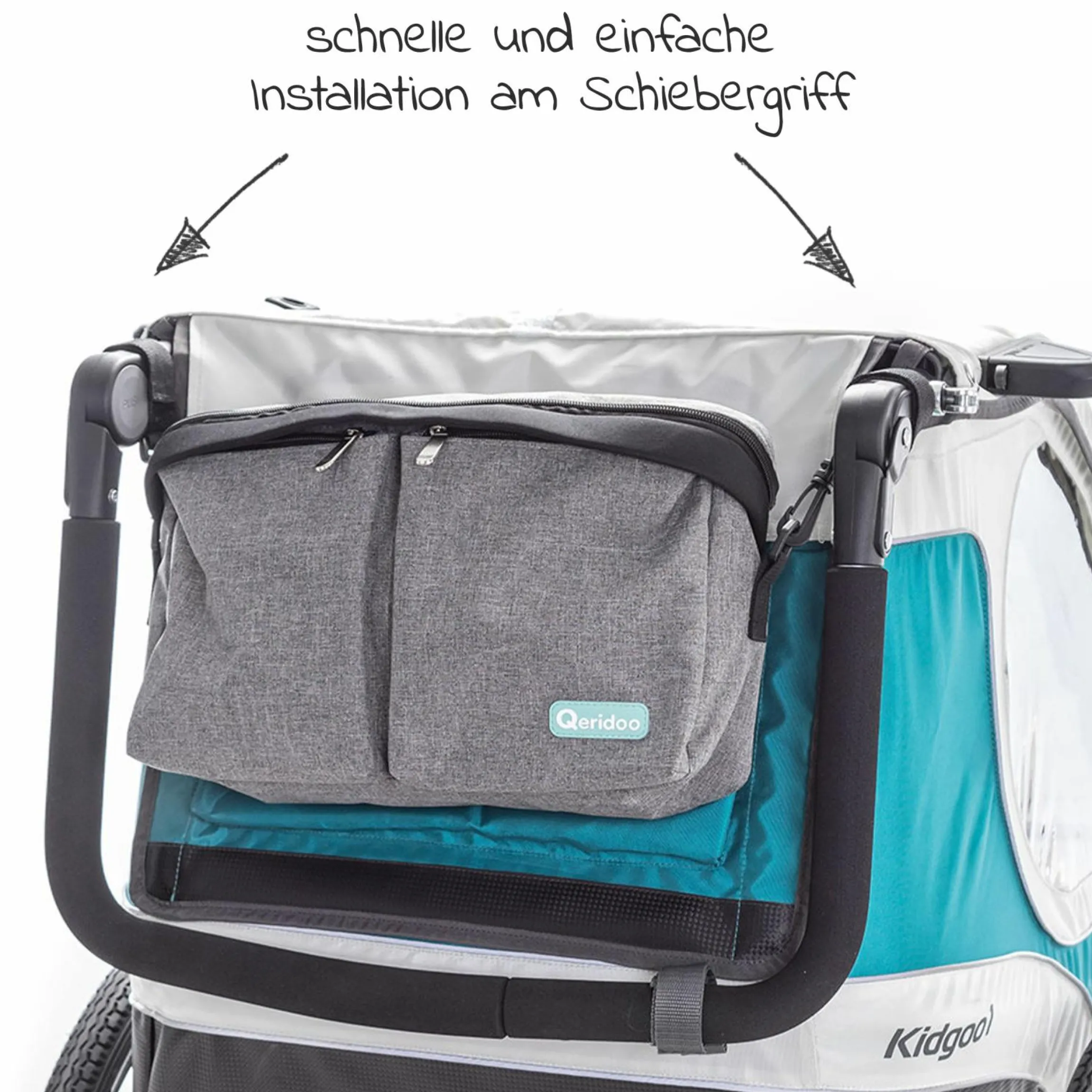 Qeridoo Tasche Organizer für den Schiebergriff - Grau