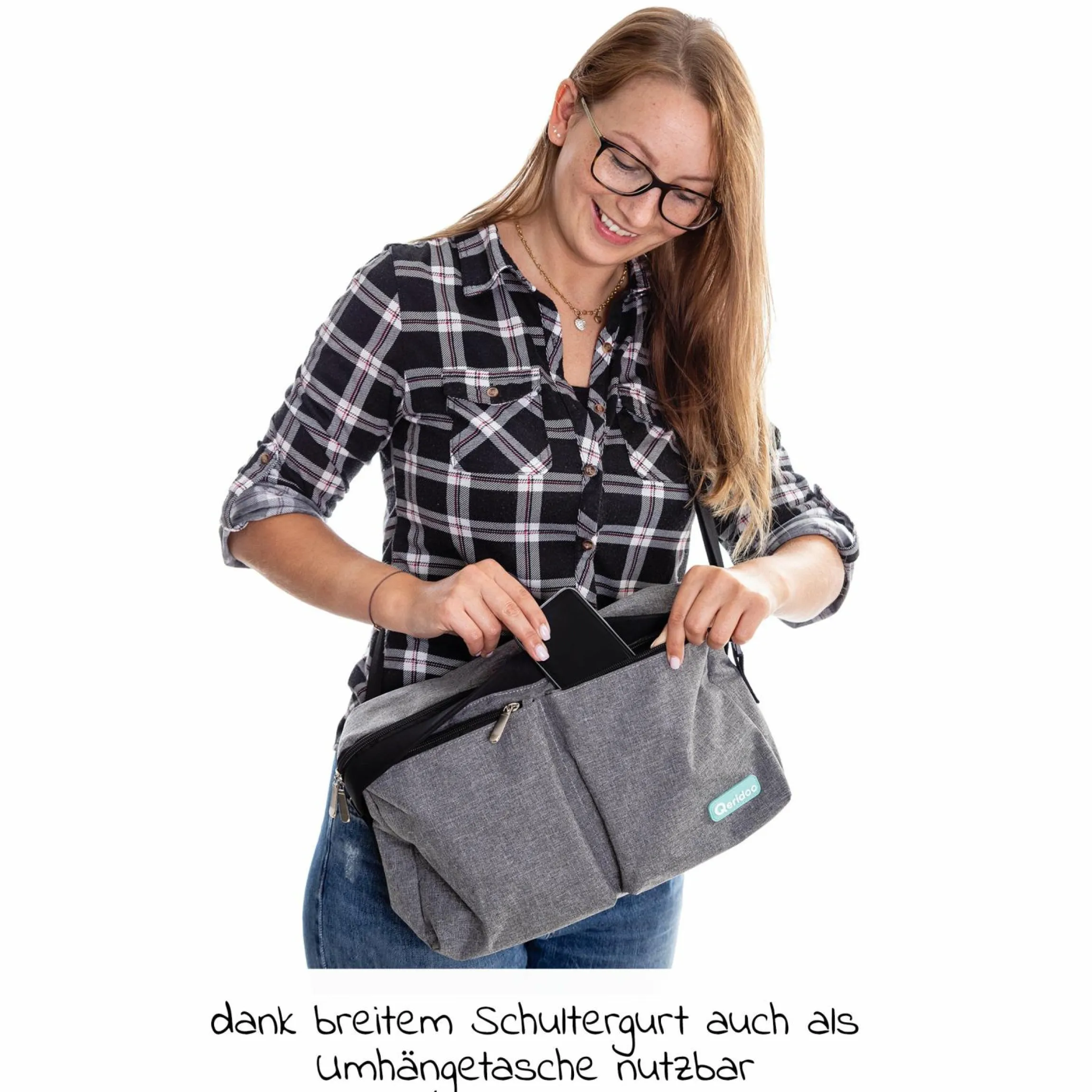 Qeridoo Tasche Organizer für den Schiebergriff - Grau